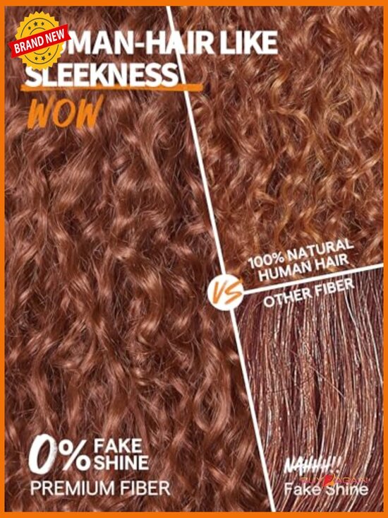 Shaggy Curly Wig with Bangs Realistic Look Synthetic Human Hair Blend